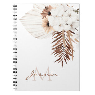 Carnet Pampas Brown Rustique Grass Orchidées Blanches Mon
