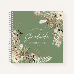 Carnet Pampas diplômée eucalyptus élégant vert sauge