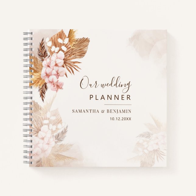 Carnet Pampas Grass Terracotta Floral Wedding planner (Devant)