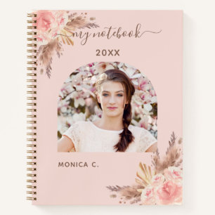 Carnet Pampas herbe rose or rose pâle rose floral photo