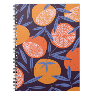 Carnet Pamplemousse Vintage, Motif de fruits tropicaux.