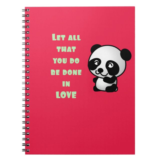 Carnet Panda avec une citation d'amour inspirationnelle (Devant)