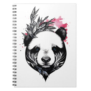Carnet Panda Bear Wild Animal Nature Illustration Art Tat
