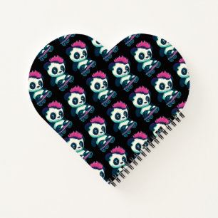 Carnet Panda bébé mignonne avec mohawk Panda de patinag