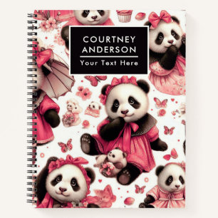 Carnet Panda bébé vintage mignonne sans joint