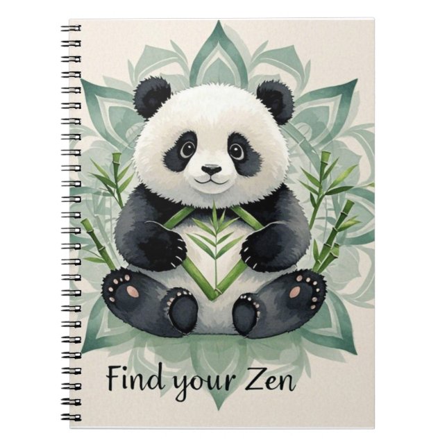Carnet Panda Chubby assis dans une pose de lotus Zen (Devant)