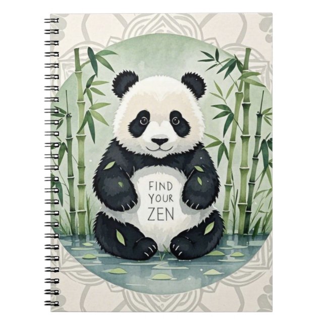 Carnet Panda Chubby de grande taille assise dans une pose (Devant)