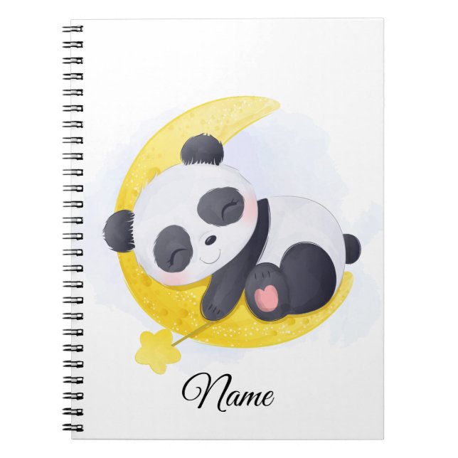 Carnet Panda dormant sur la Lune, Art Kawaii (Devant)