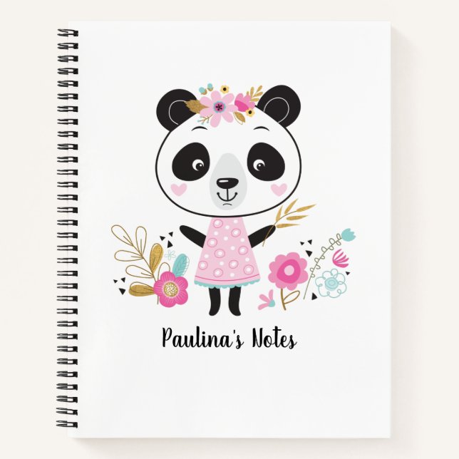 Carnet Panda fille mignonne personnalisé (Devant)