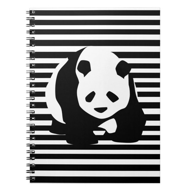 Carnet Panda géant noir et blanc rayé (Devant)