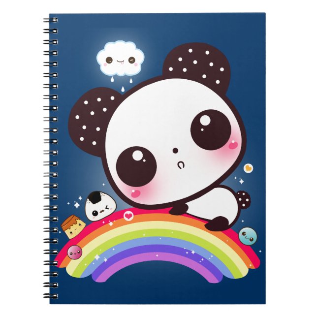 Carnet Panda mignon avec la nourriture de kawaii sur (Devant)