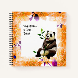 Carnet Panda mignon et cadre floral