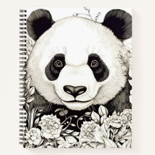Carnet Panda Nature paisible Prairie Sketch Style de dess