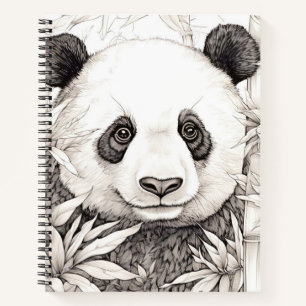 Carnet Panda Nature paisible Prairie Sketch Style de dess