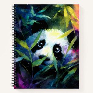 Carnet Panda Peeking Bamboo Aquarelle