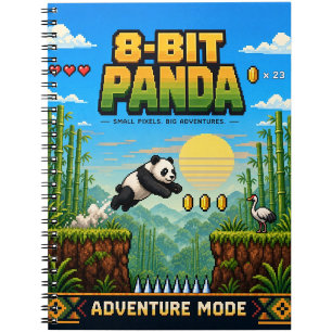 Carnet Panda, Rétro Pixel Art 8-Bit