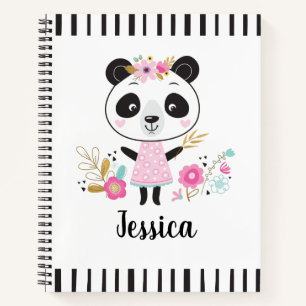 Carnet Panda rose mignon personnalisé