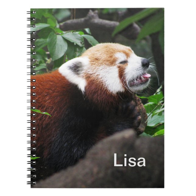 Carnet Panda rouge collant sa langue (Devant)