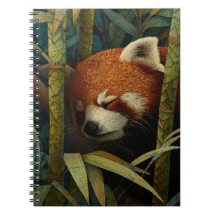 Carnet Panda Rouge couché Art caché Bambou