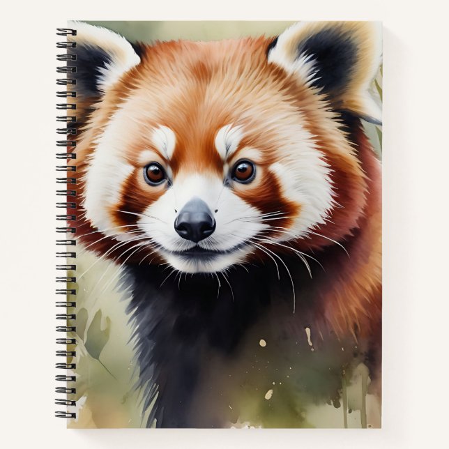 Carnet Panda rouge dans une aquarelle délicate (Devant)