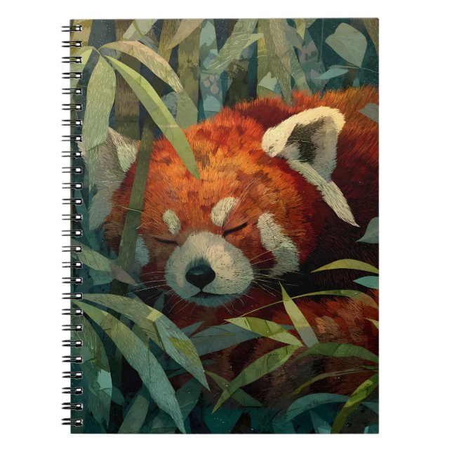Carnet Panda Rouge dormant Lush Bamboo Art (Devant)