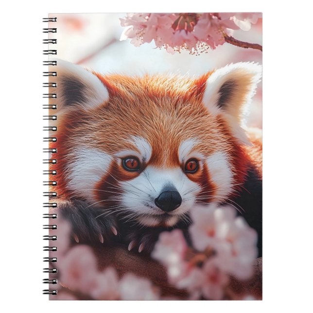 Carnet Panda Rouge Parmi Les Fleurs De Cerisiers (Devant)