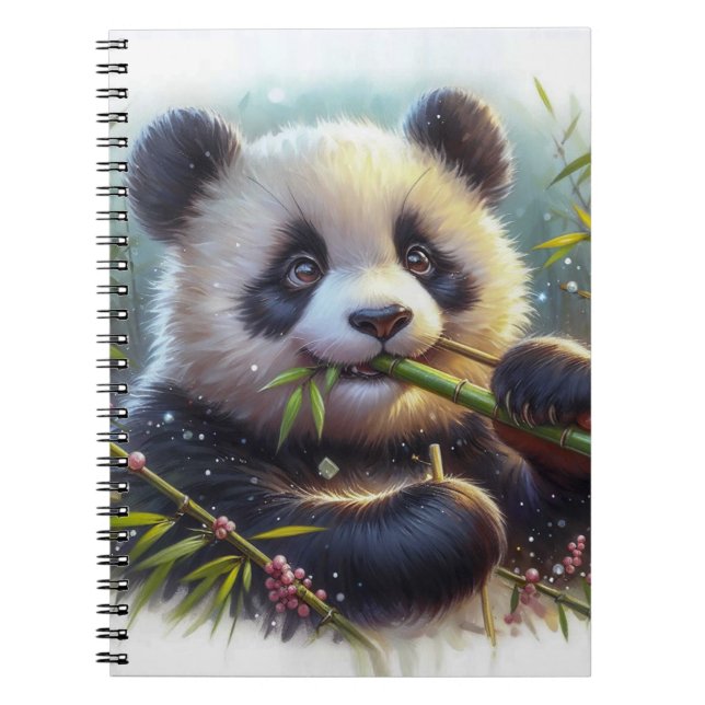 Carnet Panda roux adorable mangeant du bambou (Devant)