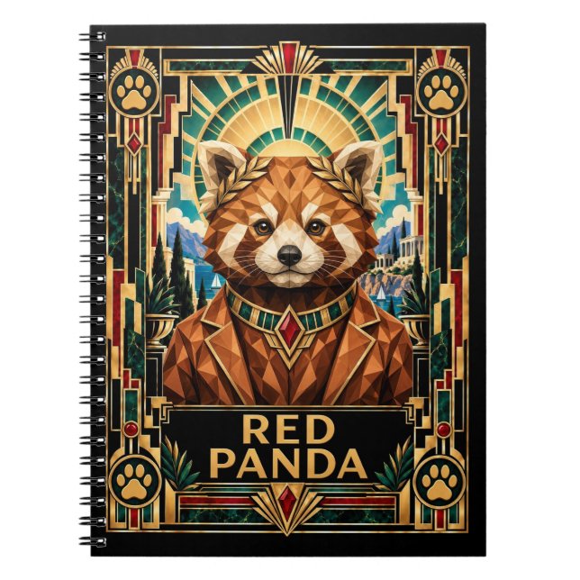 Carnet Panda roux, faune Art déco (Devant)