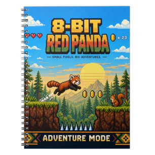 Carnet Panda roux, Pixel Art 8 Bits Rétro