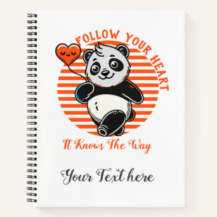 Carnet Panda Suivez Votre Cœur Inspirant et Mignon