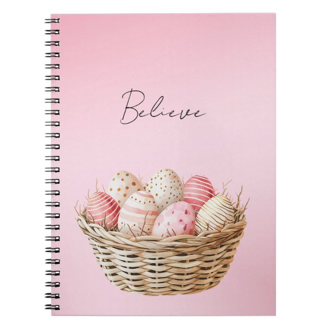Carnet Panier de Pâques floral de printemps à la crème ro (Devant)