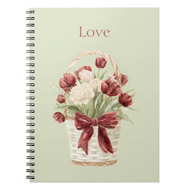 Carnet Panier de tulipes fleurs rouges et blanches (Devant)
