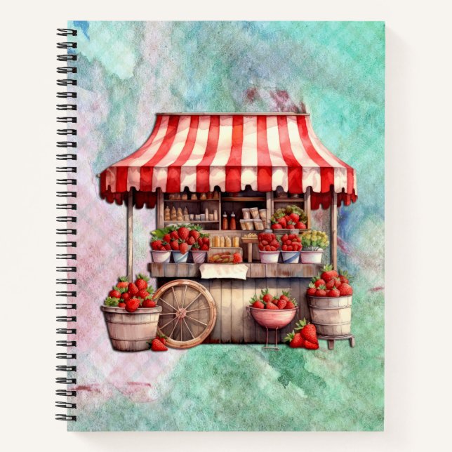 Carnet Panier fraise Aquarelle (Devant)