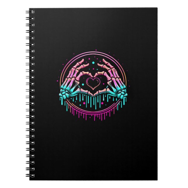 Carnet Panneau cardiaque Mains de squelette - Squelette É (Devant)