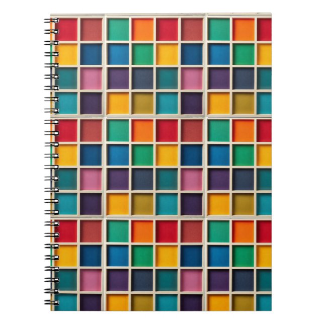 Carnet Panneau de grille géométrique coloré (Devant)