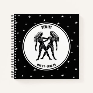Carnet Panneau Gemini Zodiac, Noir & Blanc