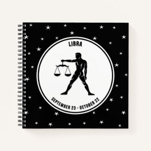 Carnet Panneau Libra Zodiac, bloc-notes noir et blanc