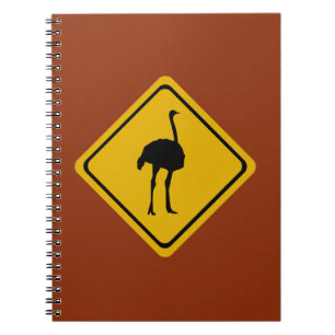 Carnet panneau routier de l'autruche