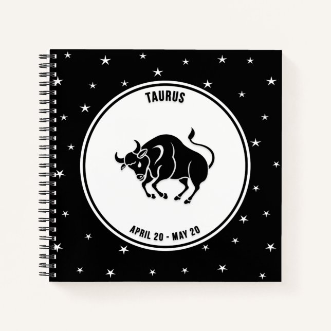 Carnet Panneau Taurus Zodiac, Noir & Blanc (Devant)