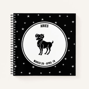 Carnet Panneau Zodiac Aries, Noir & Blanc