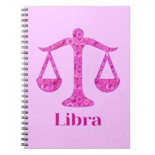 Carnet Panneau Zodiac pour Libra en Magenta et rose