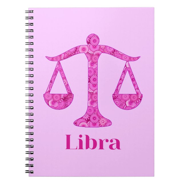 Carnet Panneau Zodiac pour Libra en Magenta et rose (Devant)
