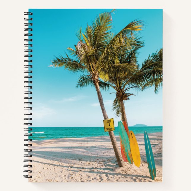 Carnet Panneaux de surf sur la plage lancer oreiller (Devant)