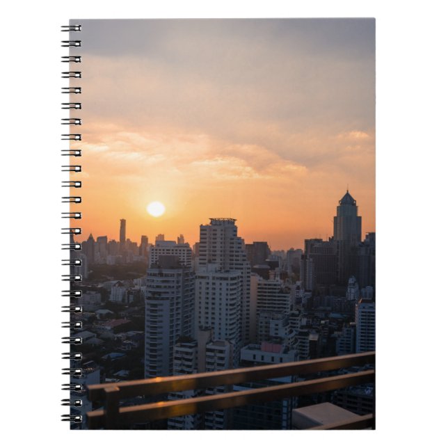 Carnet Panorama du coucher du soleil à Bangkok (Devant)