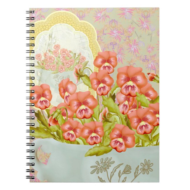 Carnet Pansies dans un bol (Devant)