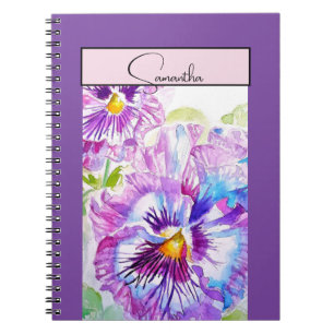 Carnet Pansies de Pansy Aquarelle Fleur Floral Violet Art