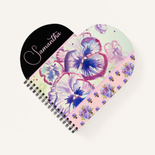 Carnet Pansies rose Pansy Aquarelle Fleurie art