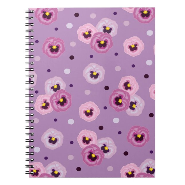 Carnet Pansies roses, motif sans soudure (Devant)