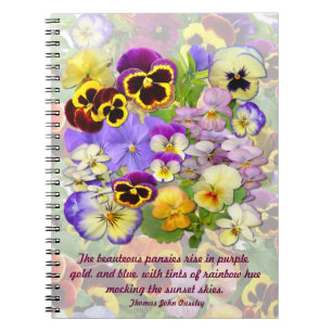 Carnet Pansy Spray # 2 ~ Note Book with Quote