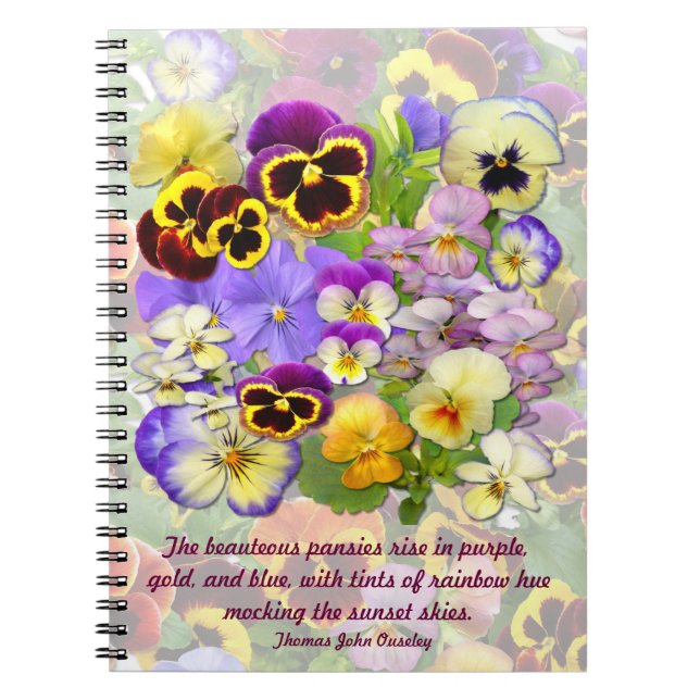 Carnet Pansy Spray # 2 ~ Note Book with Quote (Devant)